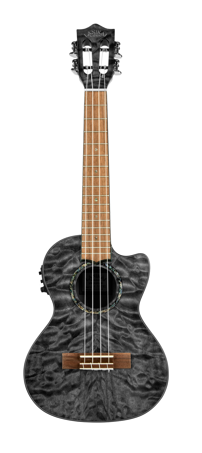 Lanikai Quilted Maple Black Stain Tenor Cutaway with Fishman Kula Preamp A/E Ukulele