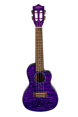 Lanikai Quilted Maple Purple Stain Concert Cutaway with Fishman Kula Preamp and tuner A/E Ukulele