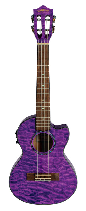 Lanikai Quilted Maple Purple stain Tenor Cutaway with Fishman Kula Preamp with tuner A/E Ukulele